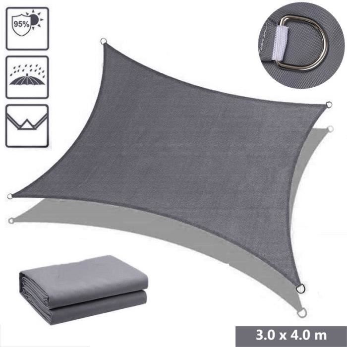 Highdi Voile D'ombrage Triangulaire Imperméable, Unie Tissu Oxford 420D