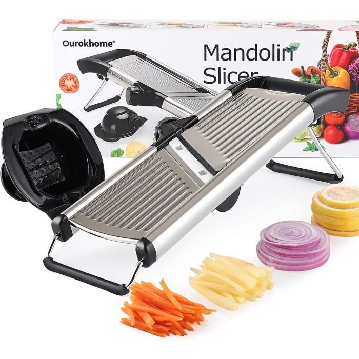 5 en 1 Mandoline Manuelle Coupe Légumes,Mandoline Multifonctions Professionnelle,Tranche Légumes,Acier Inoxydable,Plastique,pour Fruits,Pommes de Terre,Tomates,Choux,Carottes etc. Mandoline Réglable