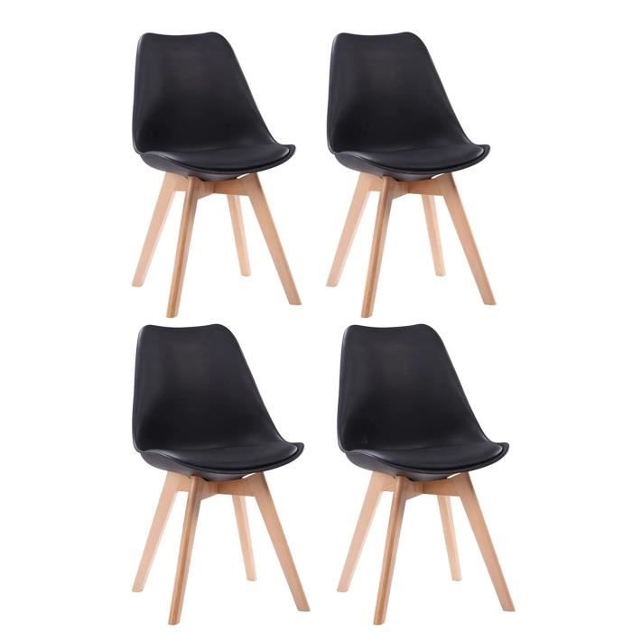 SENJA  Lot de Chaises Scandinaves  NOIR  X4  Cdiscount Maison