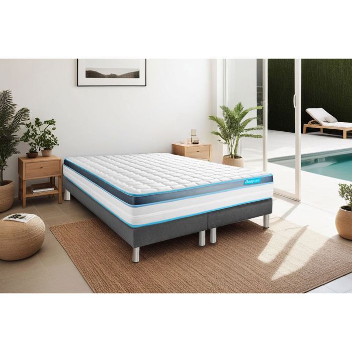 Ensemble sommier matelas 160x200 Perform Mémoire de forme - 23 cm - Ferme - double sommiers gris Ensemble sommier matelas 160x200 Perform Mémoire de forme - 23 cm - Ferme - double sommiers gris