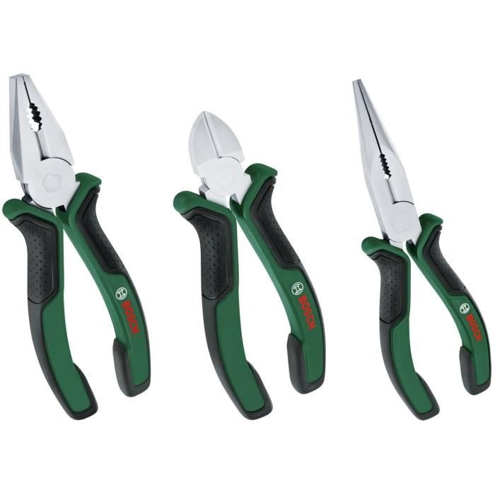 Bosch Home and Garden Set de 3 pinces universelle. a bec long. coupante diagonale endurantes ergonomiques - vue 2