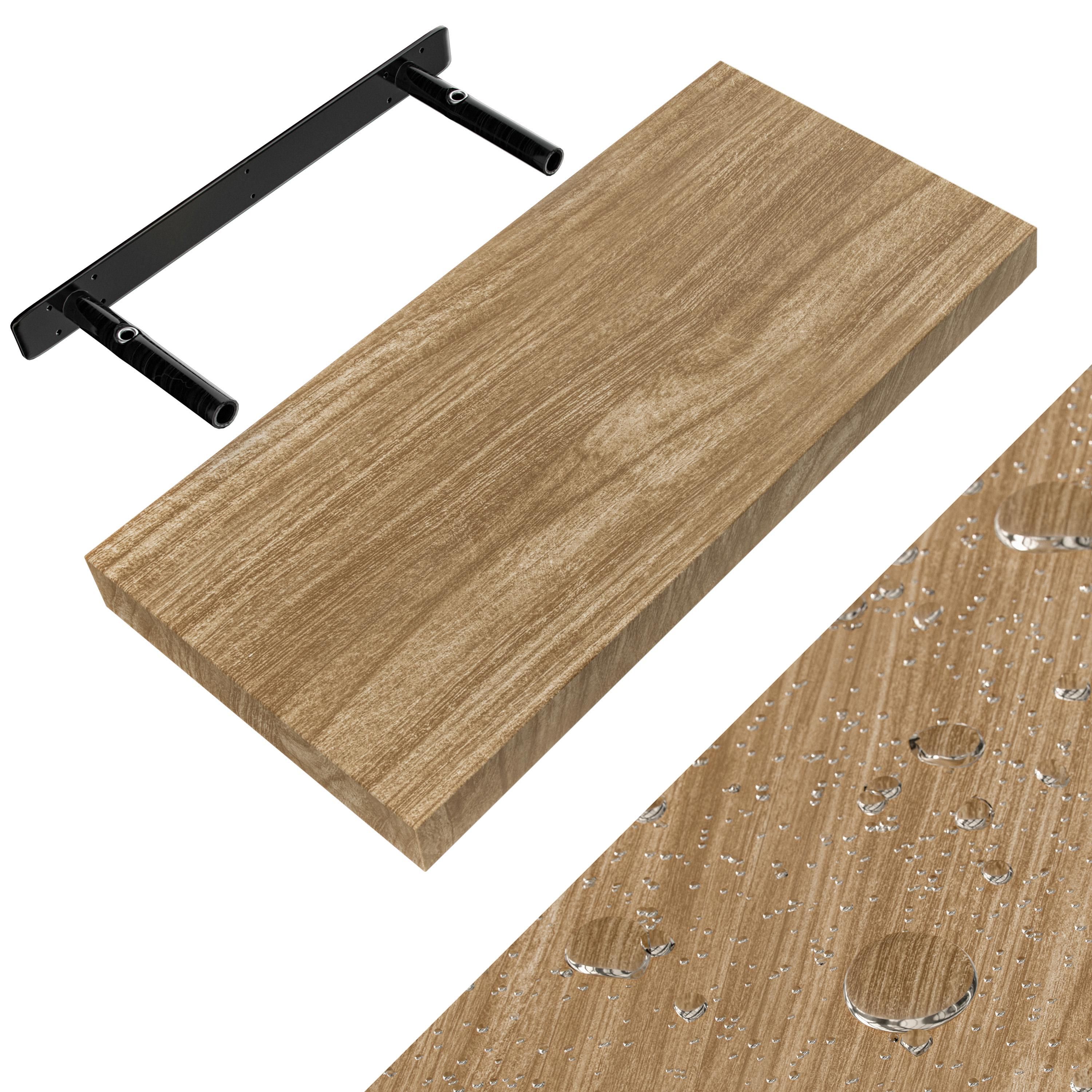 Etagère murale flottante 50cm max. 15kg chêne MDF robuste effet flottant support de fixation inclus étagère bois rangement livre Etagère murale flottante 50cm max. 15kg chêne MDF robuste effet flottant support de fixation inclus étagère bois rangement livre