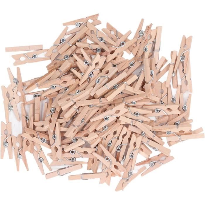 Lot De 50 Pinces à Clipser En Bois Naturel Avec Épingles - Parfaites Pour Photos, Notes, Cartes Et Artisanat