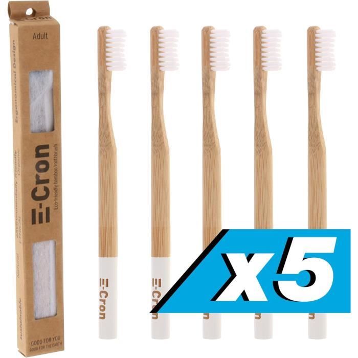 Lot De 2 Boîtes De 4 Brosses à Dents En Bambou BioWhite Oral Teck - Charbon Actif, Vegan