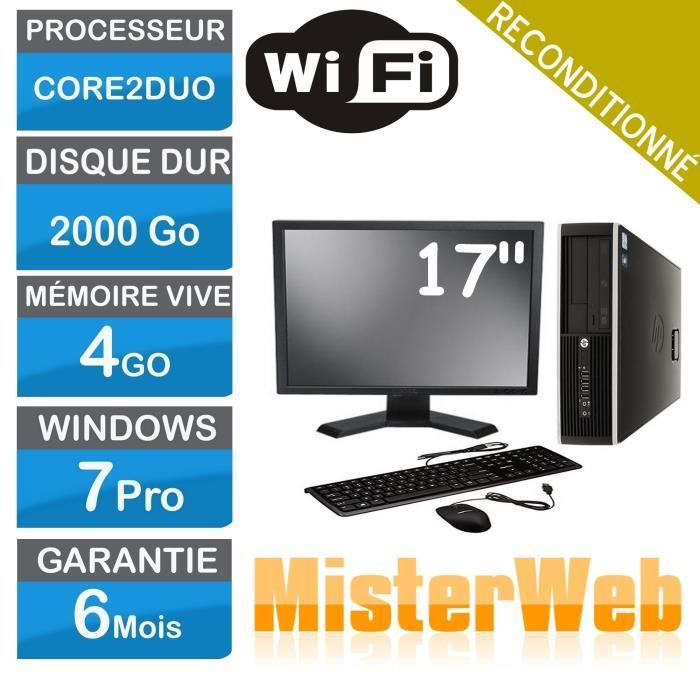 Ordinateur de Bureau complet core2duo 2000 Go HDD 4 Go Ram Win7 écran 17 WIFI EN VRAC selon modèle disponible. DELL HP LENOVO En - Dell