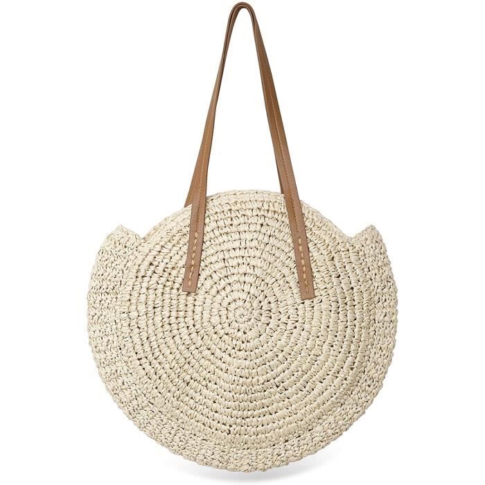 Sac De Paille Rond Sac de Plage d'été Pour Femme en Rotin - Main Image