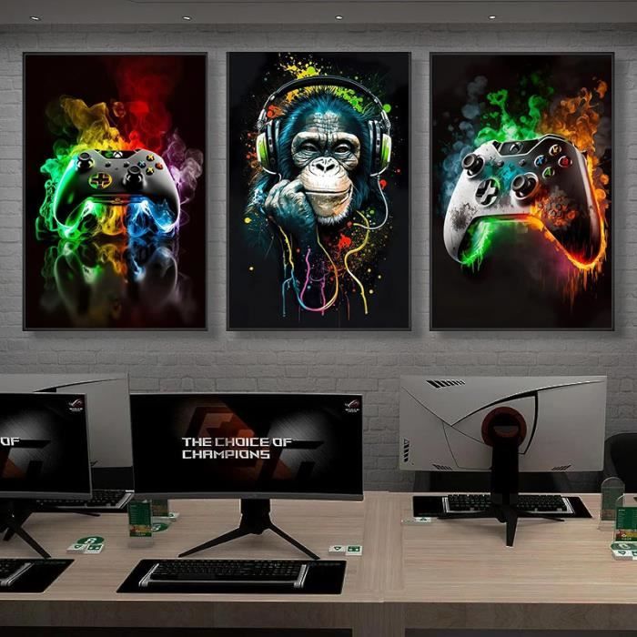 Gamer Controller Gaming Art Canvas Posters And Prints Cool Gaming Wall Art  Painting E-sports Room Decor Gift 40x60cmx3 sans cadre - Cdiscount Maison