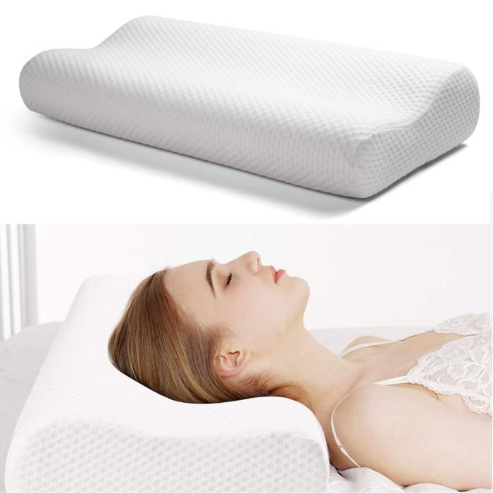 Poemyoued Tailove Oreiller orthopédique en latex naturel pour les douleurs de la nuque Oreiller ergonomique HWS Coussin anti-ronflement pour les personnes dormant sur le côté et sur le dos avec taie d/'oreiller Respirant
