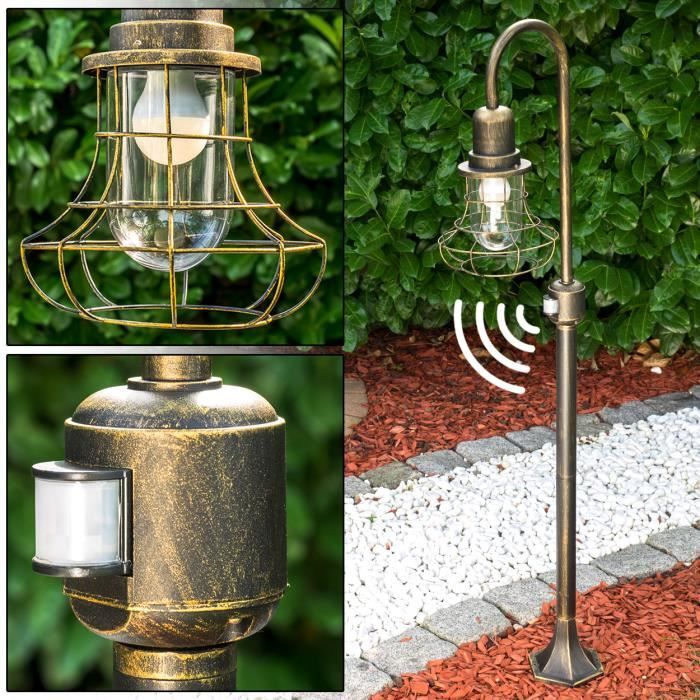 Lampe dextérieur - HOFSTEIN - Oliena - Détecteur de mouvement - 135 cm - Métal et verre - IP44