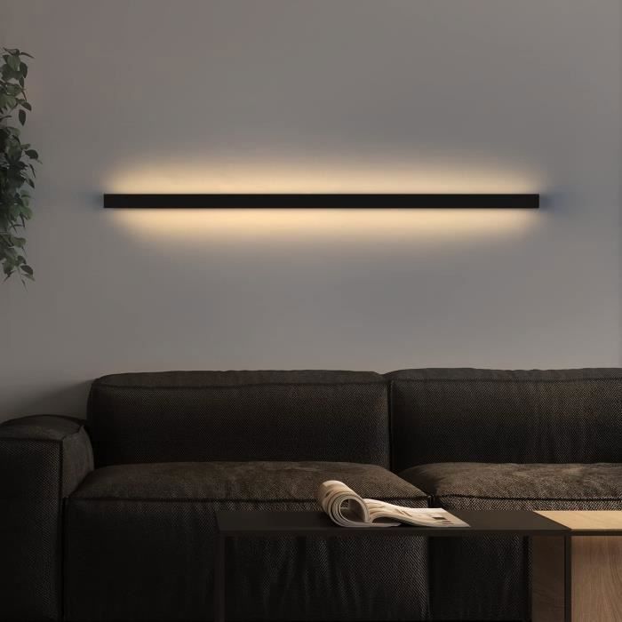 Homefire LED Applique murale Noir - 80cm moderne design rectangulaire 3000K blanc chaud Lampe Murale pour Salon chambre couloir