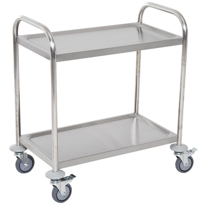 Chariot de service - HOMCOM - desserte cuisine à roulettes 2 étagères robuste - inox - 80x45x82cm - argenté