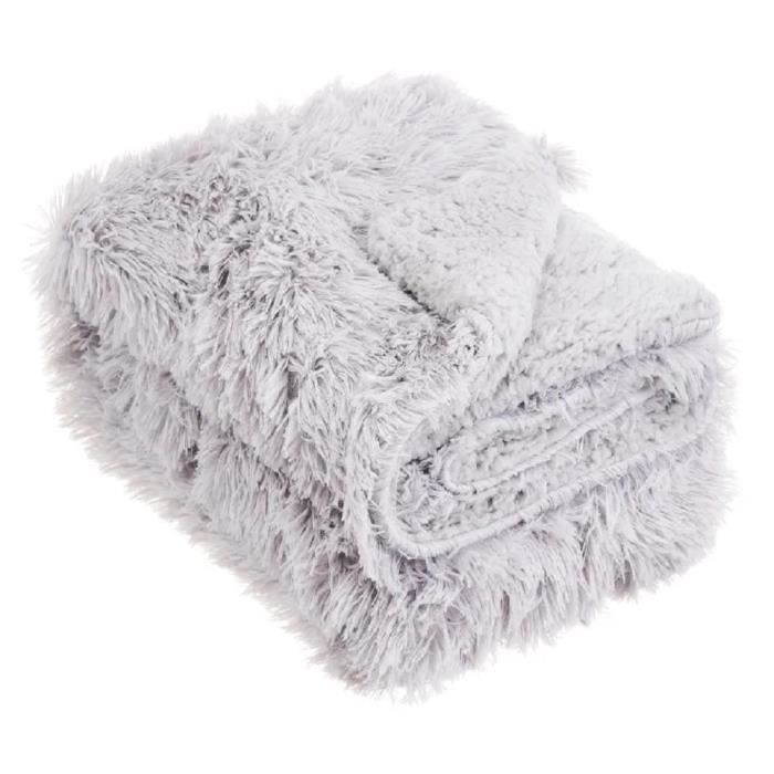EAQ Couverture Polaire Sherpa 130x150cm - Double Face Douce - Pour Canapé, Lit - Lavable Machine