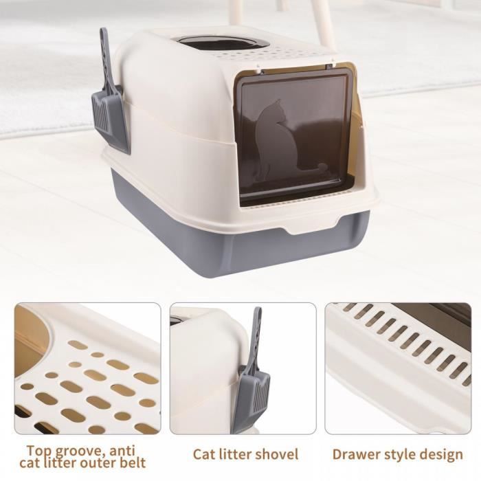 Comparer les prix de KEDIA. Maison de Toilette pour Chat - Bac à Litière Fermé - pour un Nettoyage Facile - Pelle à Litière - 36*51*34cm