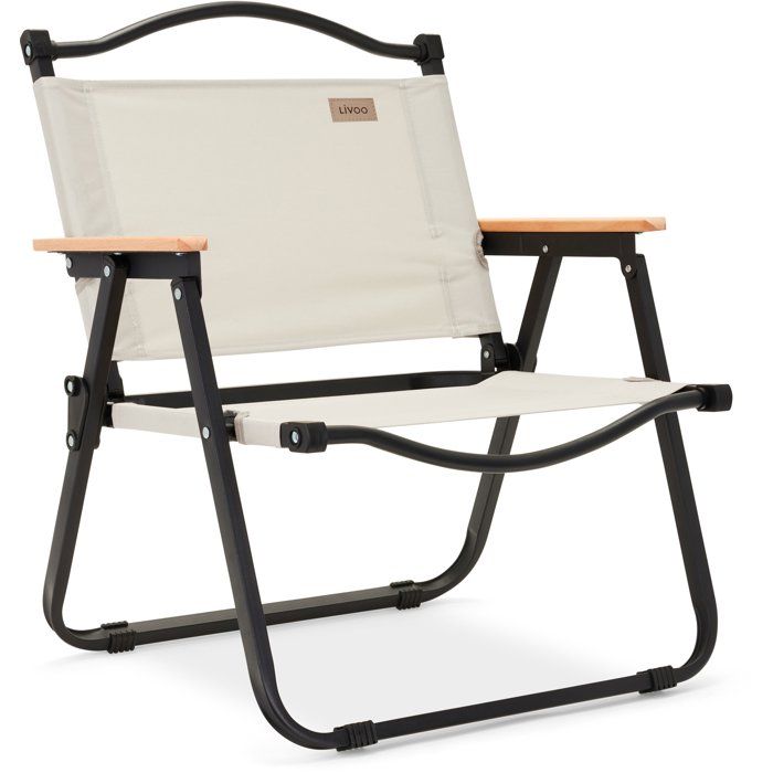 Chaise de camping pliable - LIVOO - SEP138 - Cadre acier thermolaqué - Accoudoirs en hêtre - Charge max 110 kg Chaise de camping pliable - LIVOO - SEP138 - Cadre acier thermolaqué - Accoudoirs en hêtre - Charge max 110 kg