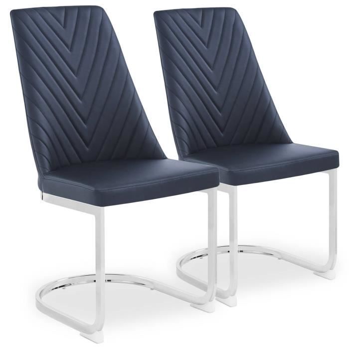 lot de 2 chaises design mistigri simili noir - menzzo - salle à manger - simili (pu) - contemporain - design