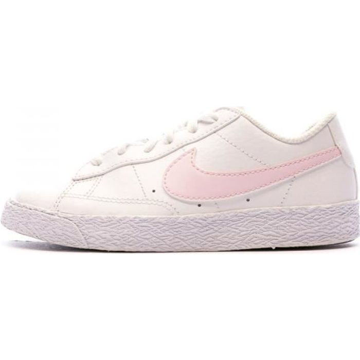 Baskets Enfant NIKE Blazer Low Blanc Cuir Lacets Blanc Cdiscount Chaussures