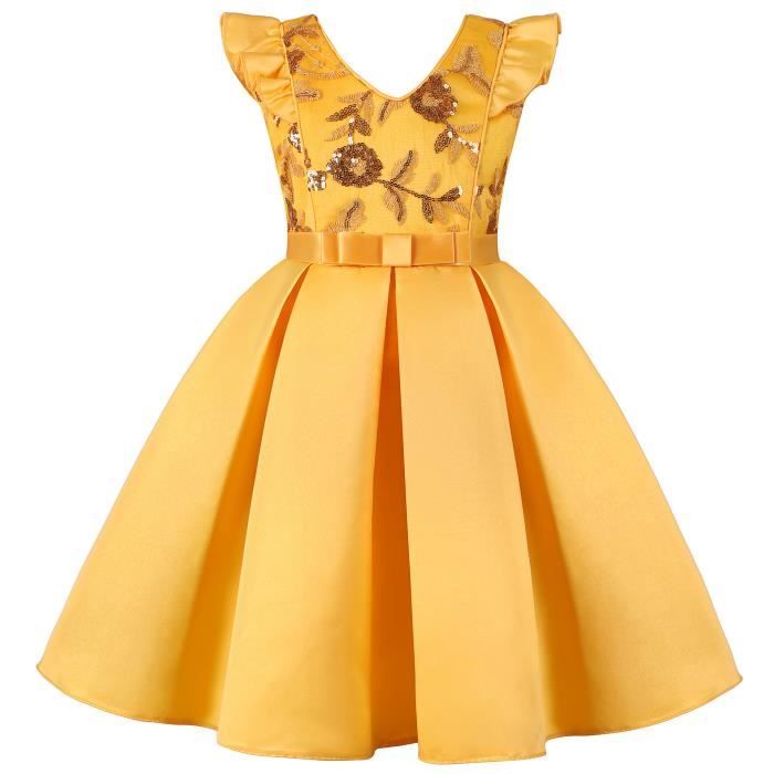 Robe Cocktail French Connection En Soie Jaune à Paillettes - Sans Manches, Taille 6, Occasion Très Bon état