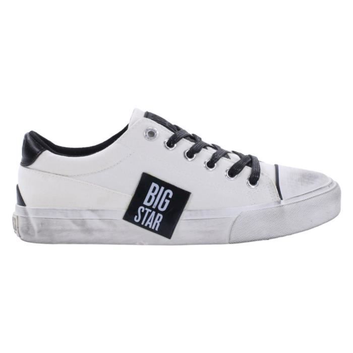 BIG STAR Chaussures Femme BIG STAR JJ274350 Blanc - Dessus Synthétique - Talon Plat - Lacets