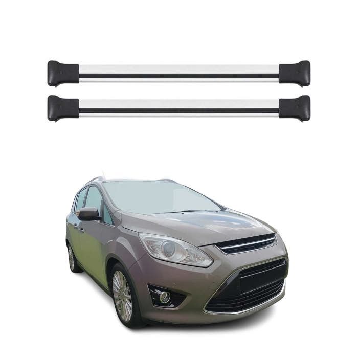 Barres De Toit Transversales Alu Noir Compatibles Ford Focus C-Max 2003-2010 - 2 Pièces