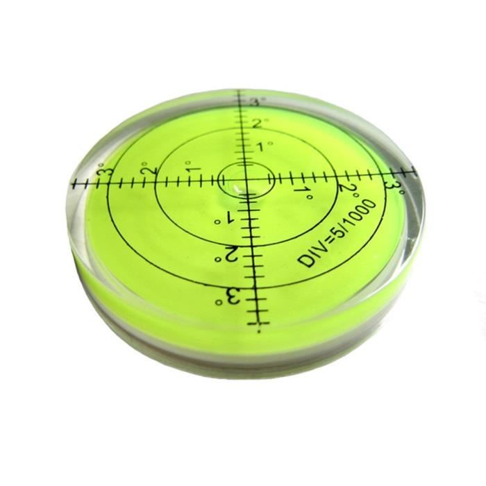 Niveau à Bulle Circulaire Pour Mesure De Précision, 66 X 10 Mm, Liquide Jaune Fluo Vert