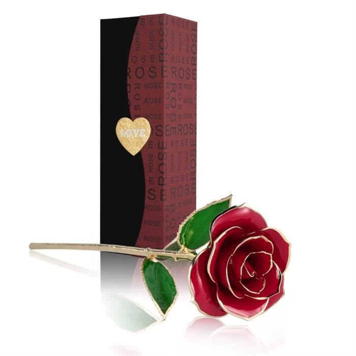 L'AMOUR ETERNEL Garniture de feuille d'or longue tige rose Meilleur cadeau  pour la Saint-Valentin, fête des mères, anniversaire - Cdiscount Maison