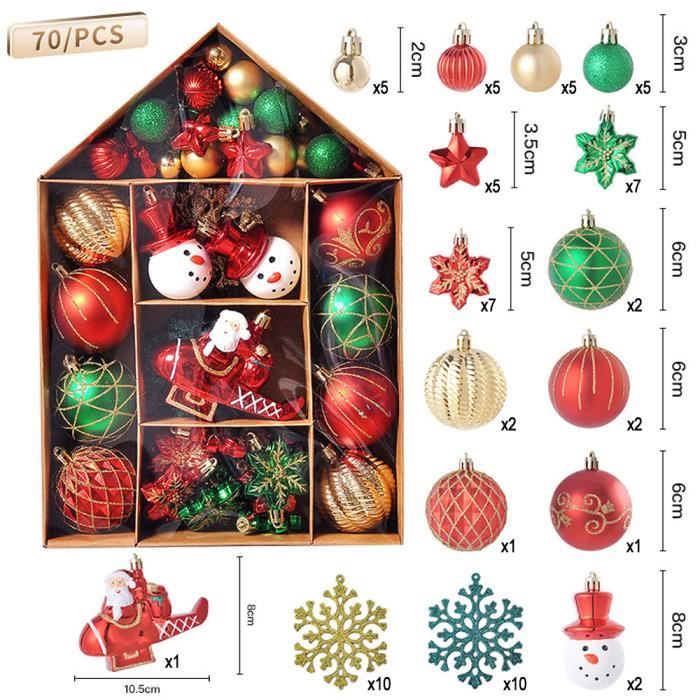 30 Boules De Noël Mini Plastique Incassable (Blanc, Or, Rose) – Décorations Sapin 3 Cm + Étoile De Faîte, Idéal Intérieur Extérieur Fête Mariage