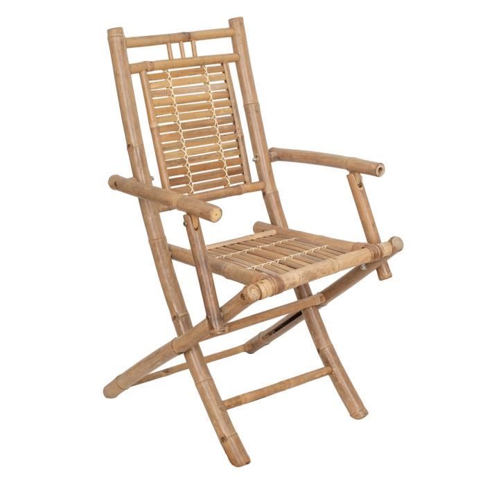 Chaise pliante en bois de bambou marron, Sans Assemblage, siège en osier décoratif et fonctionnel pour terrasse, balcon, jardin, 98