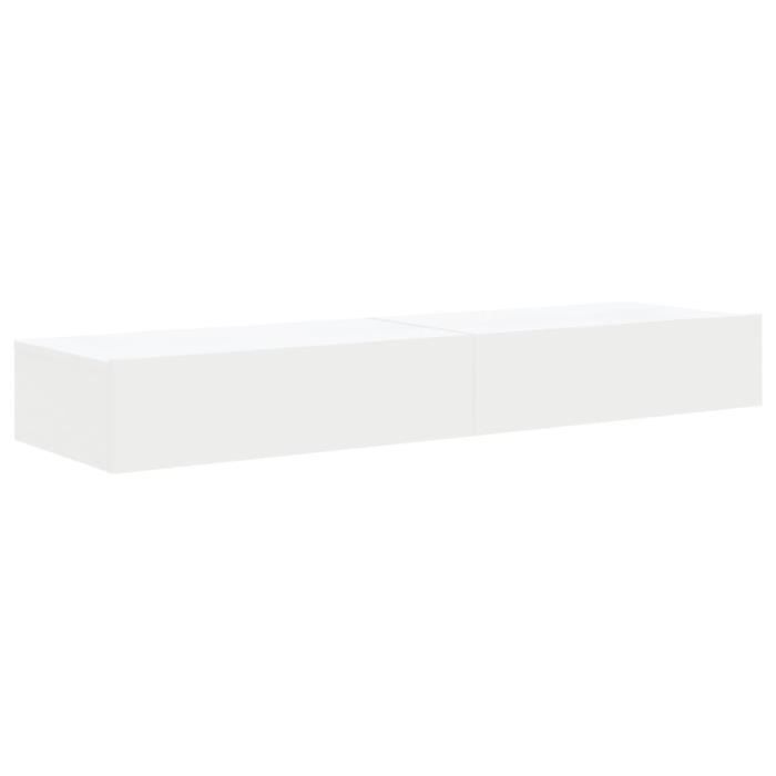 Meuble TV LED - SALUTUYA - BD1672 - 2 pcs - Bois dingénierie - Blanc - 120x35x155 cm