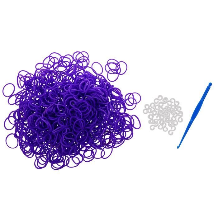Lot D'Élastiques Rainbow Loom - Couleur Violet Jelly - +600 Élastiques Et 24 Fermoirs