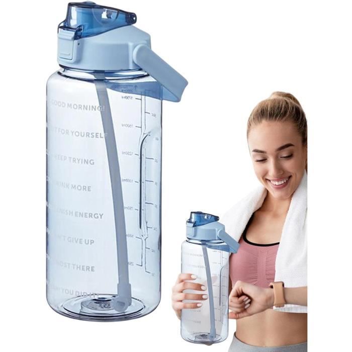 Gourde Sport 1 Litre Avec Paille Et Marqueur De Temps - Anti-fuite, Facile à Nettoyer - Pour Fitness, Yoga, Voyage