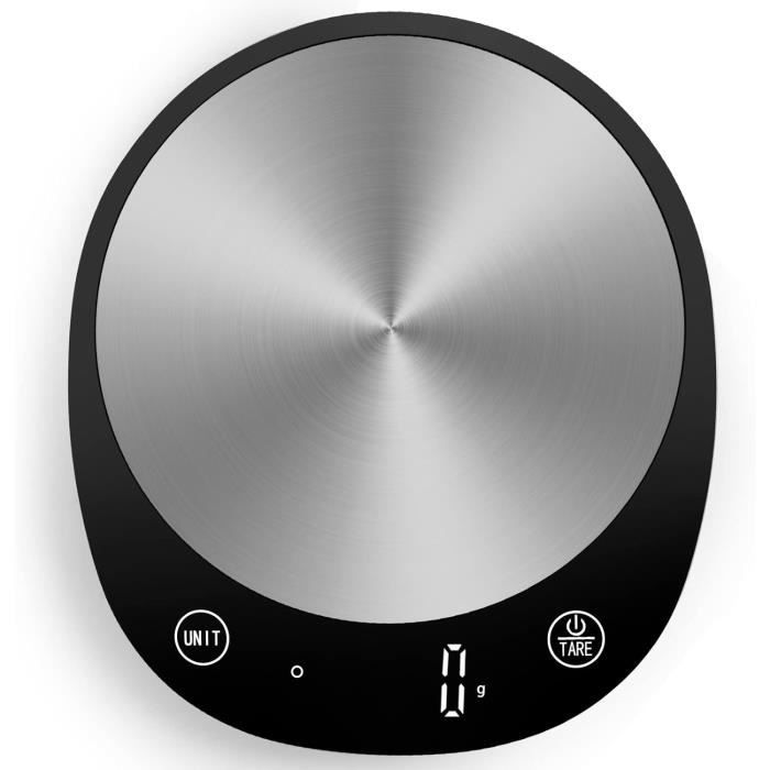 Balance De Cuisine Homebuds 10kg - Précision 1g - LED - Plateau Inox - Inclut Piles - Noir