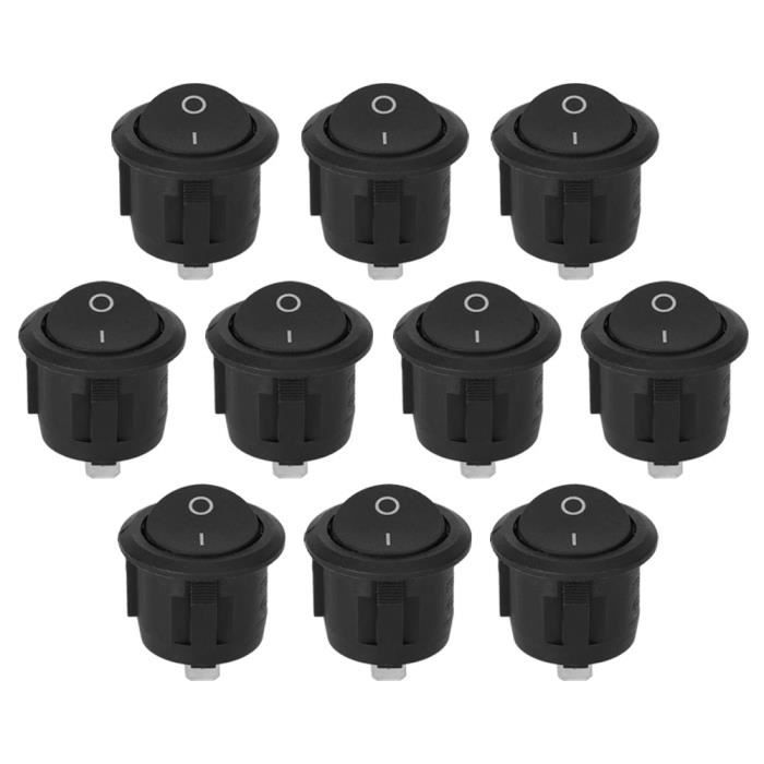 Interrupteur à Bascule Noir SPST ON/OFF - 2 Broches - 125VAC 6A / 250VAC 3A - Lot