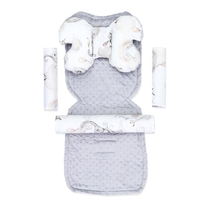 Housse de siège insert de landau - housse de poussette enfant ensemble avec protection de ceinture 75 x 35 cm éléphant