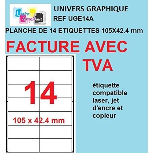Étiquettes Autocollantes Printation - 105x48 Mm - 1200 Étiquettes - Laser/Jet D'Encre