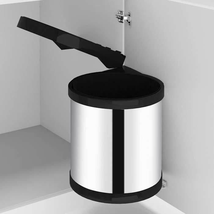 vidaXL Poubelle Intégrée de Cuisine Poubelle à Ordures Déchets Poubelle de Recyclage Maison Seau Intérieur Amovible Acier 51171