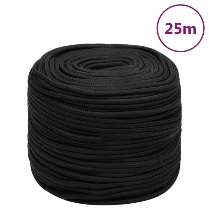 152506 vidaXL Corde de bateau Noir complet 10 mm 25 m Polypropylène