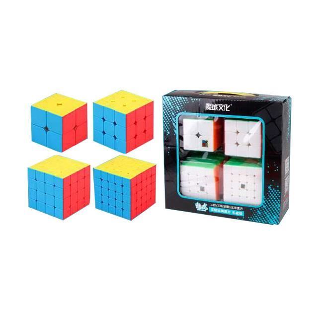 Moyu Meilong Pack 4 Cubes Magiques Éducatifs Sans Autocollant 2x2 + 3x3 + 4x4 + 5x5 - Idéal Enfants & Adultes