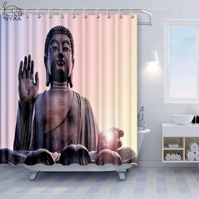 Rideau de Douche Bouddha <br> arbre main image 1