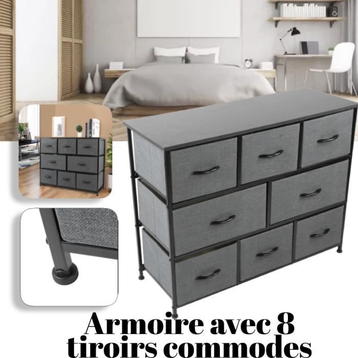 Commode En Tissu Console Large 8 Tiroirs Meuble De Rangement Vêtements