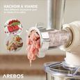 AREBOS 6 en 1 Robot cuisine multifonction 1500W | Crème | Robot pâtisserie | Mixeur et hachoir à viande | machine à pâtes | 6-1