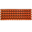 Lot de 70 boîtes XS bacs a bec orange pour système de rangement 115 x 39 cm au garage-1