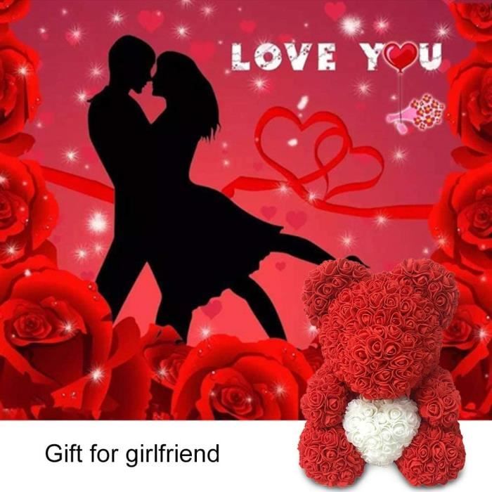 10 Pièces Rose Savon Fleur Avec Ours Saint Valentin Cadeau Pour Petite Amie Femmes Fleur Artificielle Fausse Rose Anniversaire Mariage Décor