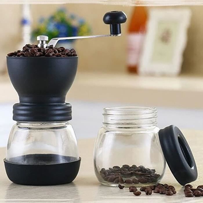 Moulin à Café Manuel Vintage - Meule Céramique, Bois Et Fonte - Pour Maison, Café Fraîchement Moulu