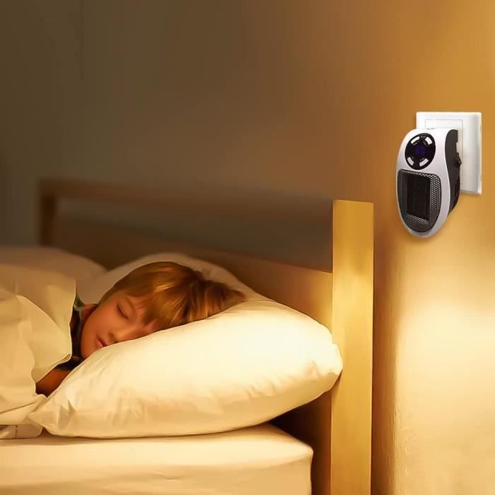 Mini radiateur électrique portable, Petit appareil de chauffage enfichable  pour la maison, le bureau ou les, de voyage Chauffage mural à économie  d'énergie