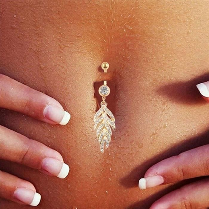 Ensemble 8 Piercings Nombril Acier Chirurgical Or Argent Hypoallergénique Avec Pendentifs Zircone - Bijoux Corps
