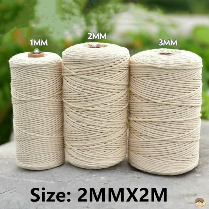 Corde En Macramé, Corde De Naturel Coton Pour Hanging Plant DIY Tisser Des Ornements De Bohême Des Capteurs De Rêves Décorations De Mariage (3MM * 200M) (Bleu Foncé