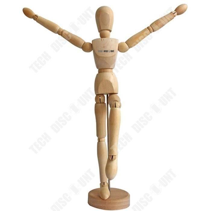 Mannequin D'artiste En Bois Avec Articulations Flexibles - Modèle D'artiste Avec Support Mobile - Modèle Idéal Pour La Décoration De La Maison, La Peinture Et Le Dessin