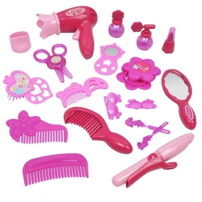 Ensemble Jeu Salon Coiffure Enfants Salon De Coiffure Pour Enfants, Coiffeur Et Trousse De Maquillage, Set De Beauté Pour Seche Cheveux Enfant Jouet - 13