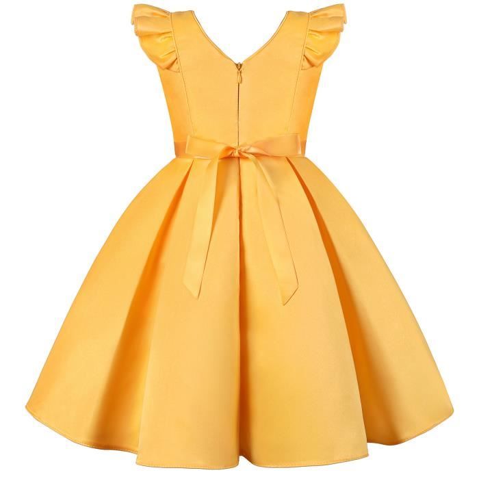 Robe Princesse Cérémonie Fille Paillettes Sans Manches Robe de