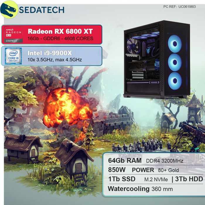 PC Gamer avec Watercooling, Intel i9, RTX 2070,1